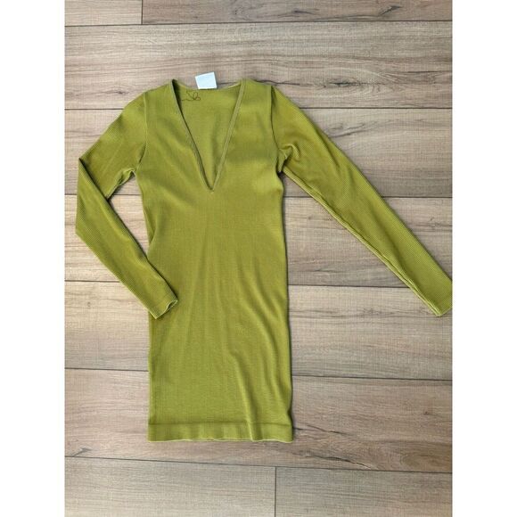 URBAN OUTFITTERS BDG Junior ribbed bodycon Mini DRESS M Medium Green Holiday - Picture 2 of 3